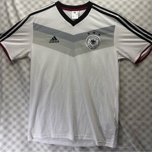 Adidas Deutscher Fussball-Bund German Football White Jersey Adult Medium V Neck